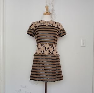 Charlotte Ronson Striped Lace Mini Party Dress